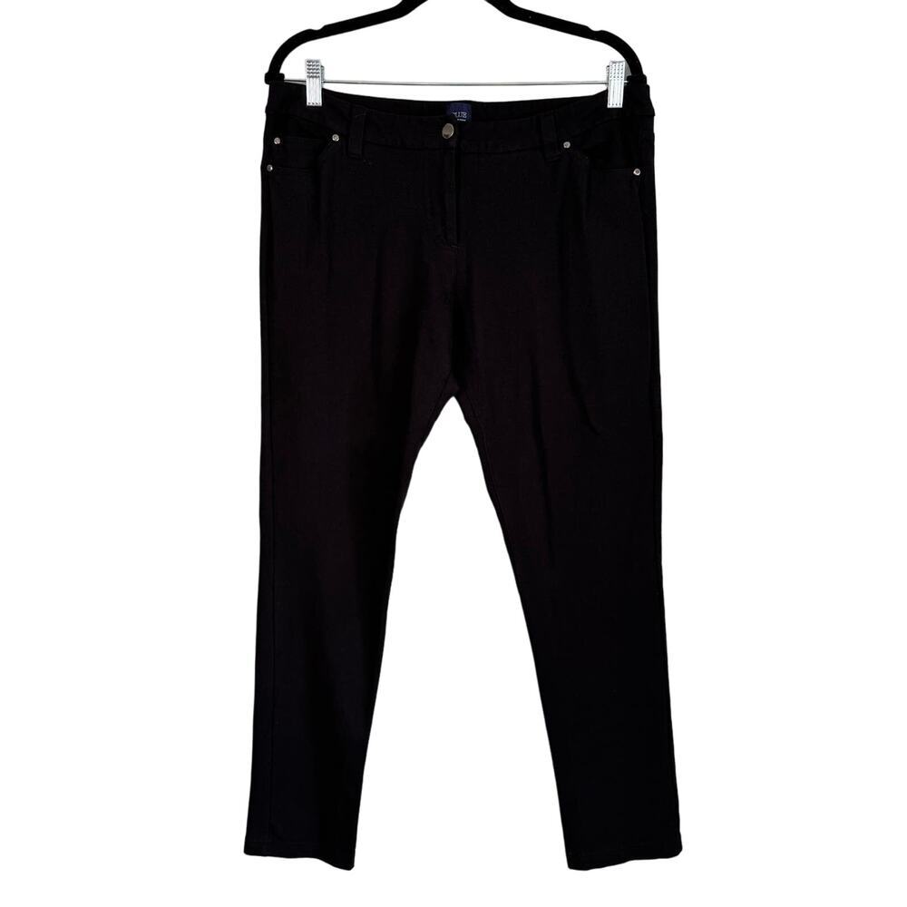 BLUE SAKS FIFTH AVENUE Pants Womens 12 Mid Rise Skinny Stretch Casual Black